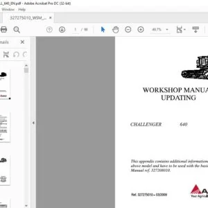 Challenger EU Harvesting 640 Workshop Manual Appendix - PDF DOWNLOAD