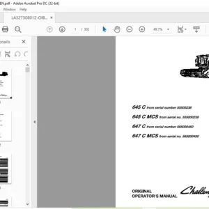 Challenger EU Harvesting 645 C 645 C MCS 647 C 647 C MCS Operator's Manual