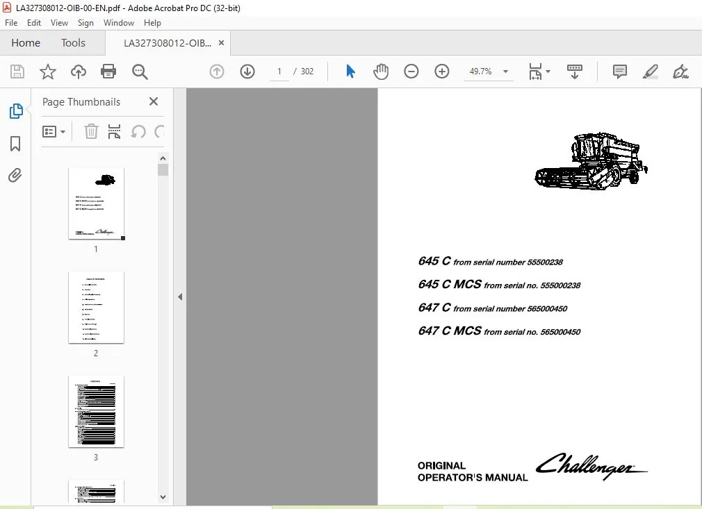 Challenger EU Harvesting 645 C 645 C MCS 647 C 647 C MCS Operator's Manual - Image 3