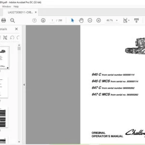 Challenger EU Harvesting 645 C 645 C MCS 647 C 647 C MCS Operator's Manual LA327308011