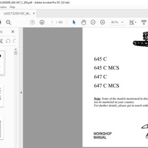 Challenger EU Harvesting 645 C 645 C MCS 647 C 647 C MCS Workshop Manual - PDF DOWNLOAD