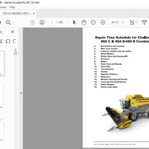 Challenger EU Harvesting 645 C-658 C & 654 B-658 B Combine Series Repair Time Schedule Manual