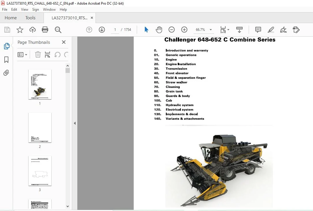 Challenger EU Harvesting 648-652 C Combine Series Repair Time Schedule Manual LA327373010 - Image 4