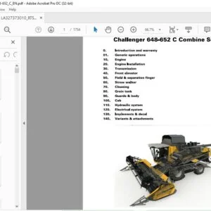 Challenger EU Harvesting 648-652 C Combine Series Repair Time Schedule Manual LA327373010