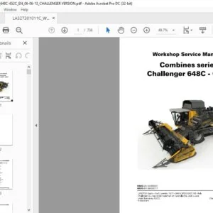 Challenger EU Harvesting 648C-652C Combines Series Workshop Service Manual