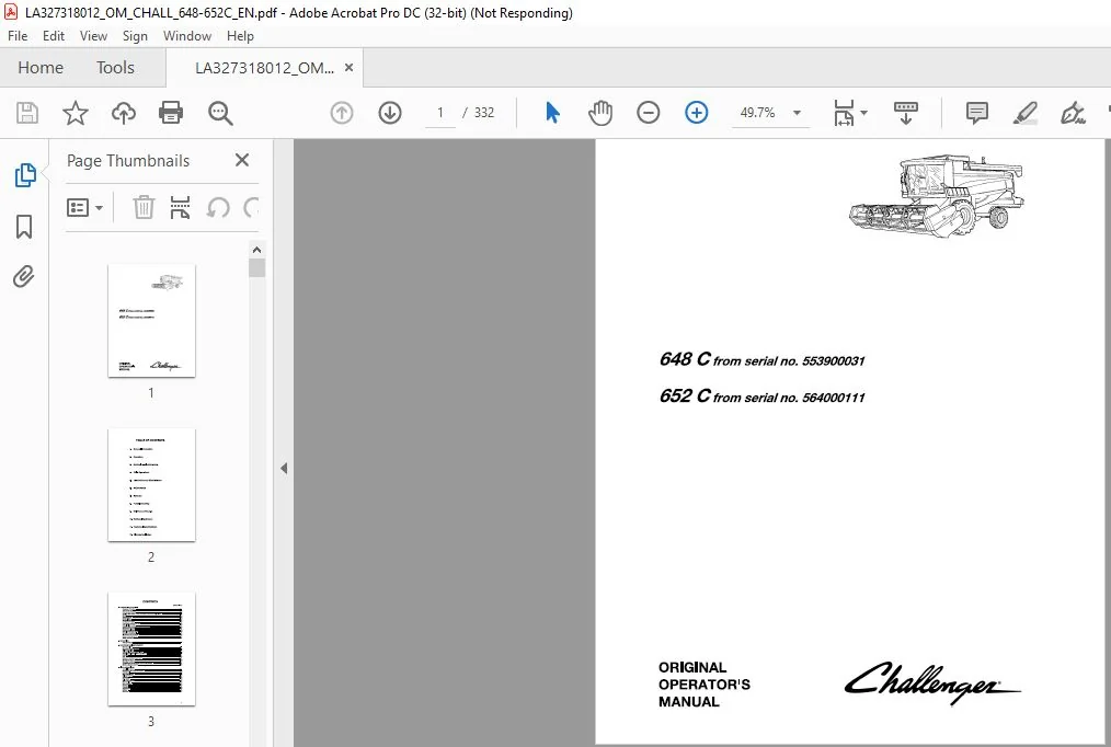 Challenger EU Harvesting 648C 652C Operator's Manual LA327318012 - Image 2