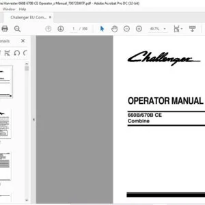 Challenger EU Harvesting 660B 670B CE Combine Operator Manual 700735907F