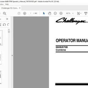 Challenger EU Harvesting 660B 670B Combine Operator Manual 700736102F