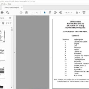 Challenger EU Harvesting 680B Combine Repair Time Schedule Manual 79033165B
