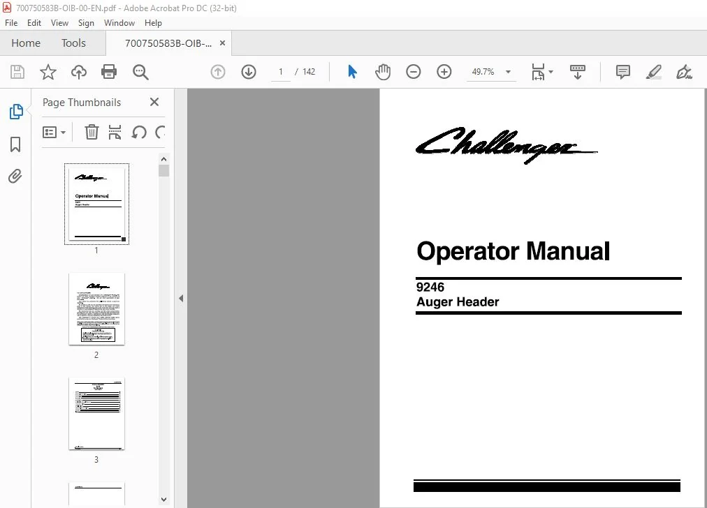 Challenger EU Harvesting 9246 Auger Header Operator Manual 700750583B - PDF DOWNLOAD - Image 4