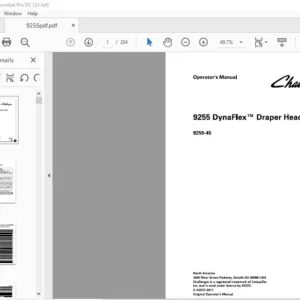 Challenger EU Harvesting 9255 DynaFlexTM Draper Header 9255-45 Operator's Manual