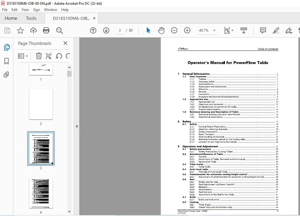Challenger EU Harvesting PowerFlow Table Operator's Manual D3165100M6 - PDF DOWNLOAD - Image 4