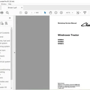 Challenger EU Harvesting WR9840 WR9860 WR9870 Windrower Tractor Workshop Service Manual 79036585D