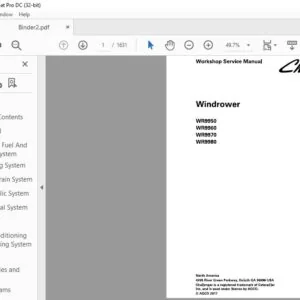 Challenger EU Harvesting WR9950 WR9960 WR9970 WR9980 Windrower Workshop Service Manual 79037266A