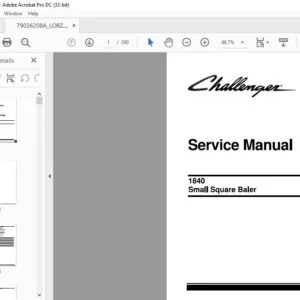 Challenger EU Hay Equipment 1840 Small Square Baler Service Manual 79036208A - PDF DOWNLOAD