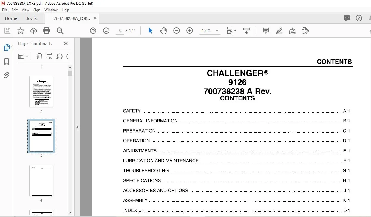 Challenger EU Hay Equipment 9126 Auger Header Operator Manual 700738238A - PDF DOWNLOAD - Image 4