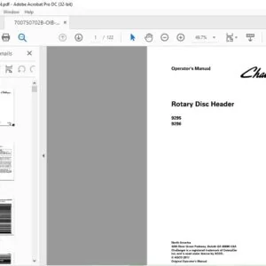 Challenger EU Hay Equipment 9295 9296 Rotary Disc Header Operator's Manual - PDF DOWNLOAD