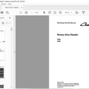 Challenger EU Hay Equipment 9295 9296 Rotary Disc Header Workshop Service Manual 79037262A