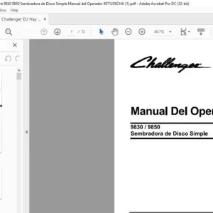 Challenger EU Hay Equipment 9830 9850 Sembradora de Disco Simple Manual del Operador 9971259CHA - (SPANISH)