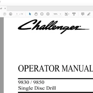 Challenger EU Hay Equipment 9830 9850 Single Disc Drill Operator Manual - PDF DOWNLOAD