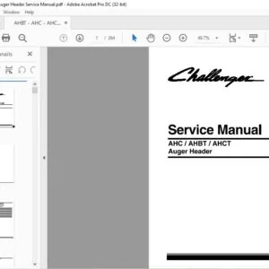 Challenger EU Hay Equipment AHC AHBT AHCT Auger Header Service Manual 79033180A