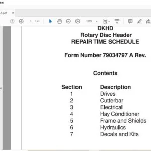 Challenger EU Hay Equipment DKHD Rotary Disc Header Repair Time Schedule Manual 79034797A