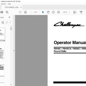 Challenger EU Hay Equipment RB46C RB46CA RB56C RB56CA Round Baler Operator Manual 700734983D
