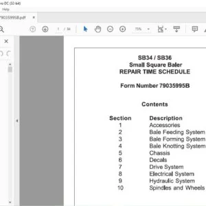 Challenger EU Hay Equipment SB34 SB36 Small Square Baler Repair Time Schedule Manual 79035995B