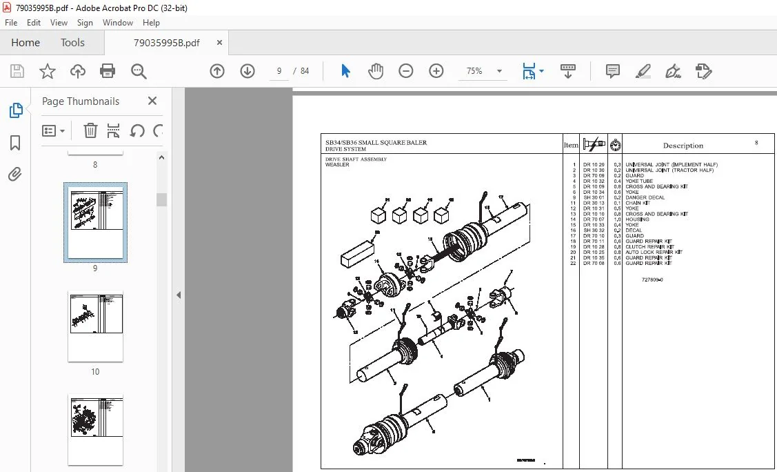Challenger EU Hay Equipment SB34 SB36 Small Square Baler Repair Time Schedule Manual 79035995B - Image 4