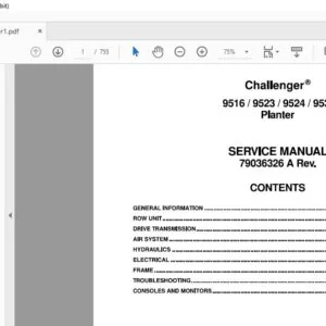 Challenger EU Seeing 9516 9523 9524 9531 Planter Service Manual 79036326A