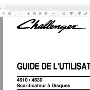 Challenger EU Tillage 4610 4630 Scarificateur a Disques Guide de L'Utilisateur - (French)