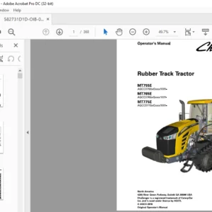 Challenger MT755E MT765E MT775E Rubber Track Tractor Operator Manual