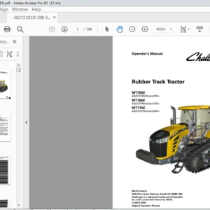 Challenger EU Tractor MT755E MT765E MT775E Rubber Track Operator Manual 582731D1D