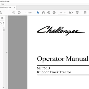 Challenger EU Tractor MT765D Rubber Track Tractor Operator Manual 569003D1B - PDF DOWNLOAD
