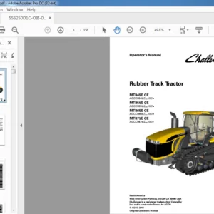 Challenger EU Tractor MT845E MT855E MT865E MT875E CE Rubber Track Tractor Operator Manual 556250D1C