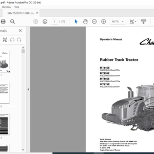 Challenger EU Tractor MT845E MT855E MT865E MT875E Rubber Track Tractor Operator's Manual