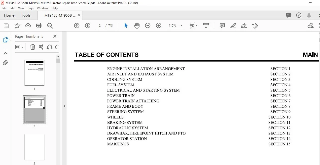 Challenger EU Tractor MT945B MT955B MT965B MT975B Repair Time Schedule Manual - Image 4