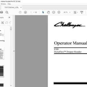 Challenger FDH DynaFlexTM Draper Header Operator Manual 700735834A - PDF DOWNLOAD