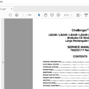 Challenger LВ2ЗВ LB24B LВЗЗВ LВЗ4В LВЗ4В XD LB44B Large Rectangular Baler Service Manual 79025217F
