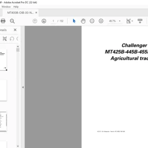 Challenger MT400B Series MT425B-MT445B-MT455B-MT645B Agricultural Tractors Operator Instruction Manual