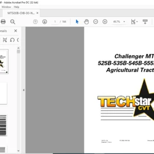 Challenger MT500B Series MT 525B-535B-545B-555B-565B TECHstar CVT Agricultural Tractor Operator Instruction Manual
