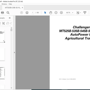 Challenger MT500B Series MT525B-535B-545B-555B-565B AutoPower IV Agricultural Tractors Operator Instruction Manual