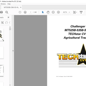 Challenger MT500B Series MT525B-535B-545B TECHstar CVT Agricultural Tractor Operator Instruction Manual 4315008M1