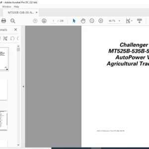 Challenger MT500B Series MT525B-MT535B-MT545B AutoPower VI Agricultural Tractors Operator Instruction Manual