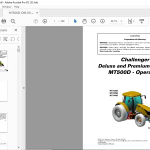 Challenger MT500D Series MT 525D MT 535D MT 545D Deluxe & Premium Versions Operator Instruction Manual