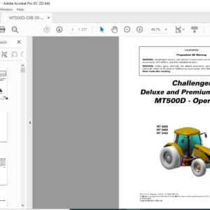 Challenger MT500D Series MT 525D MT 535D MT 545D TechStar CVT Deluxe & Premium Version Operator Instruction Manual
