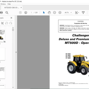 Challenger MT500D Series MT 555D MT 565D MT 575D MT585D TechStar CVT Deluxe & Premium Versions Operator Instruction Manual