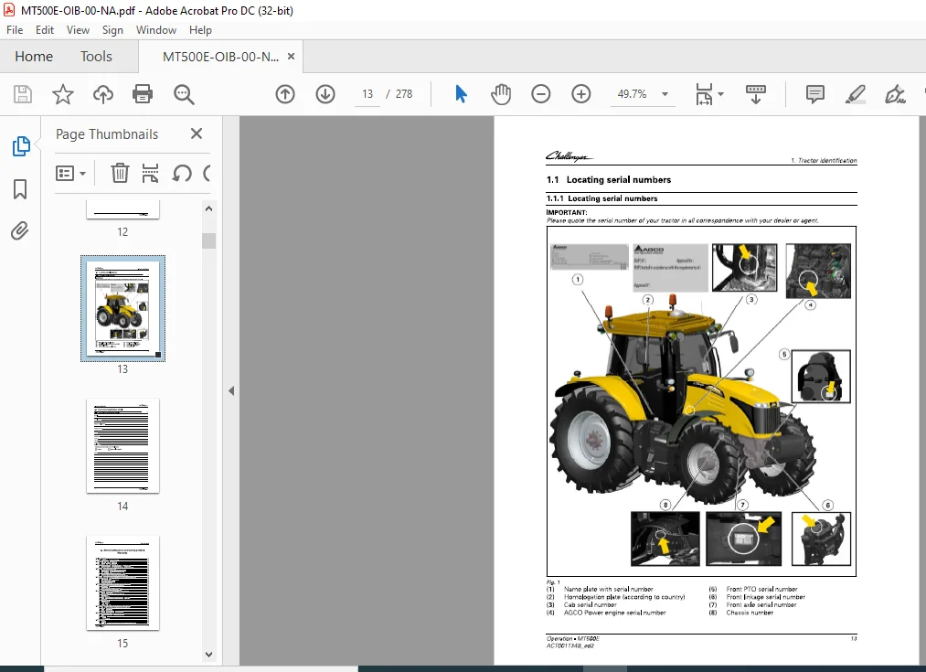 Challenger MT500E Series MT 525E MT 535E MT 545E AutoPower VI Deluxe and Premium versions Operator's Manual - Image 2