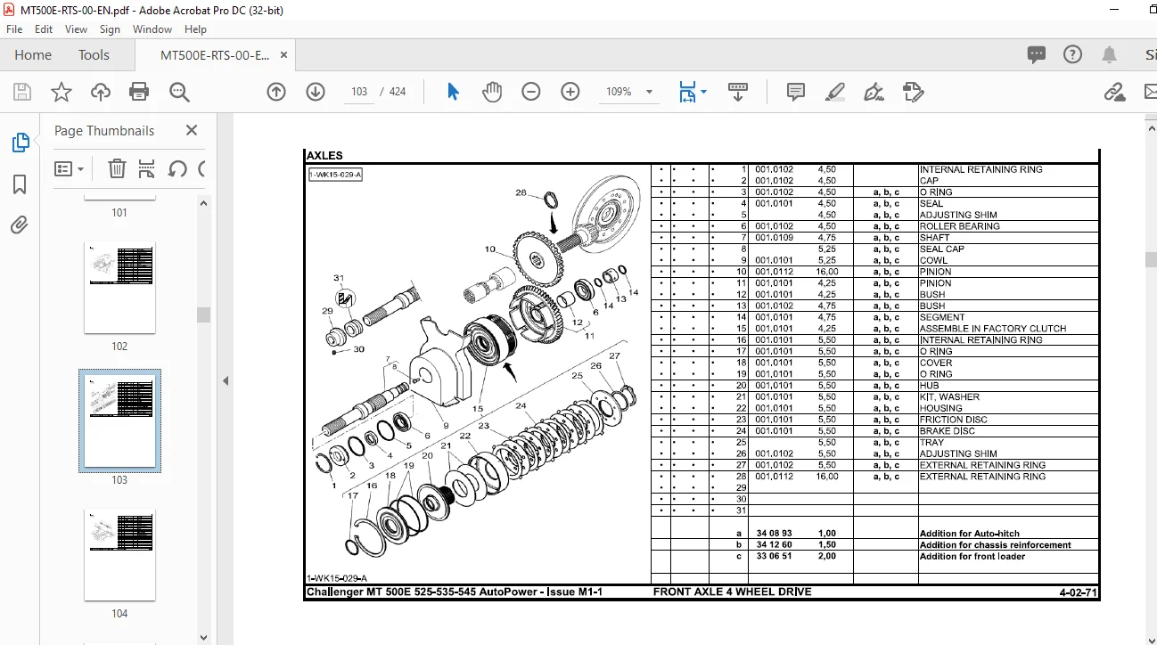 Challenger MT500E Series MT515E MT525E MT535E MT545E AutoPower VI Repair Time Schedule Manual - Image 2
