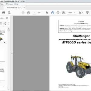 Challenger MT600D Series Tractor MT645D MT655D MT665D MT675D MT685D Operator Instruction Manual 4346802M1